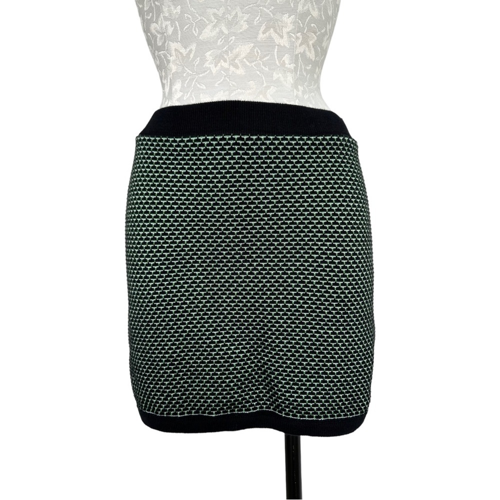 Zara Knit Mini A-line Skirt Green & Black  Size Medium
